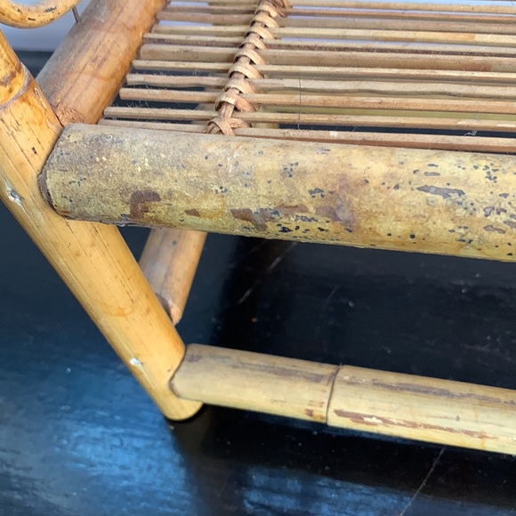 VTG MCM Bamboo Rattan hanging shelf Rack w/rod plant stand table top Boho granny - Picture 4 of 12